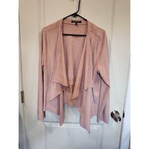 Women's Baccini Open Front Drape Suede Jacket Pink Large